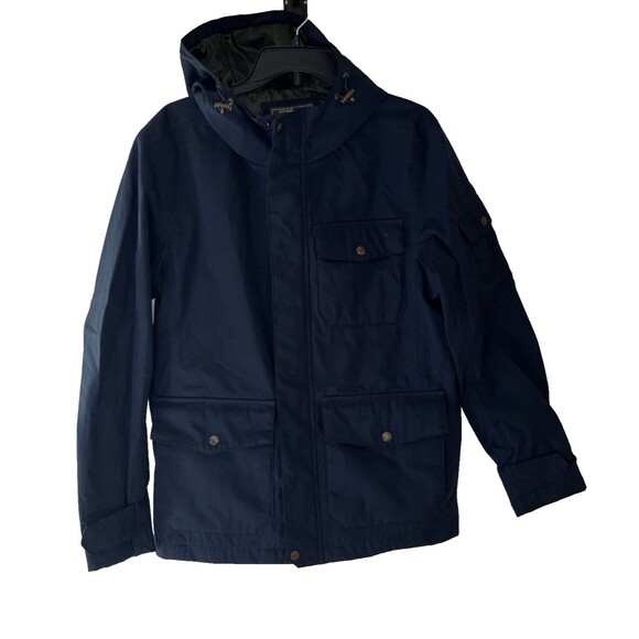 GH BASS & CO Men Hooded Waterproof Zip Up Jacket Coat Blue Sz Small CHEST 43" - Picture 1 of 16